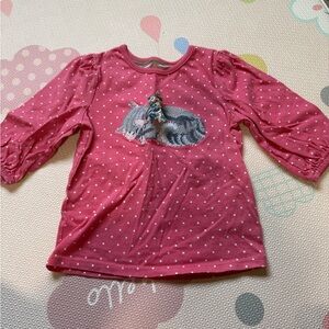 Mini Boden Pink Long Sleeve Shirt with Cat Print